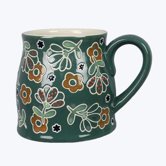 Green Floral Mug