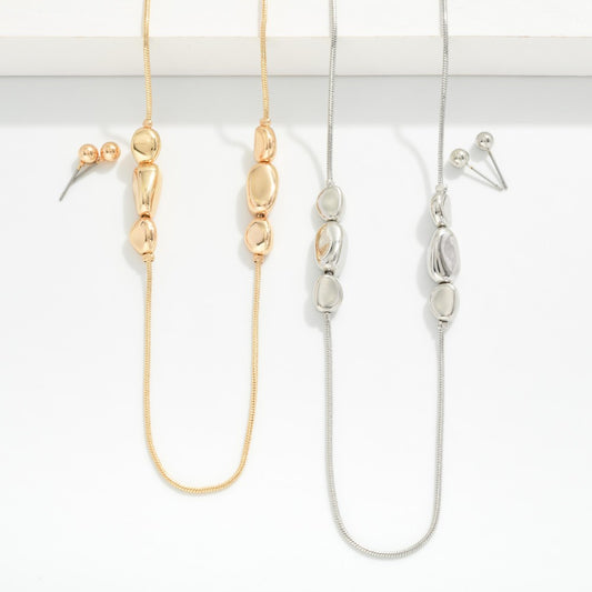 Snake Chain Pebble Bead Necklace