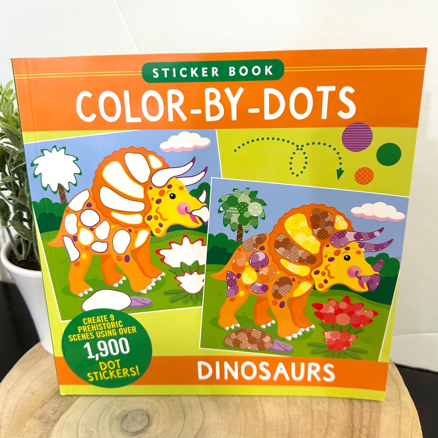 Color-By-Dots Sticker Book- Dinosaurs