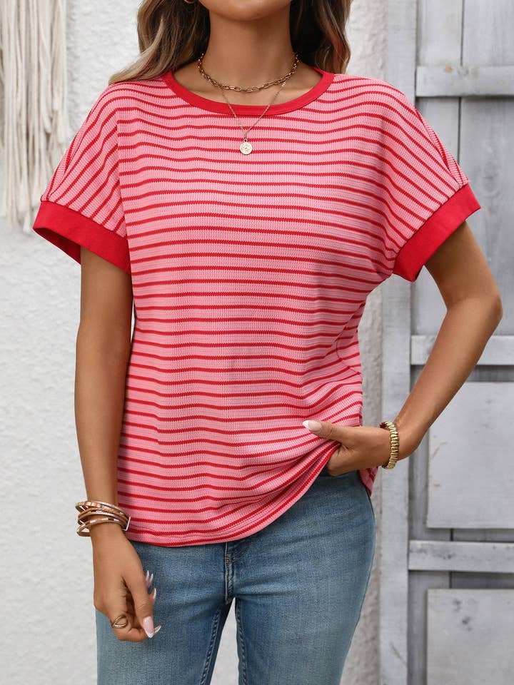 Pink and Red Striped Tee