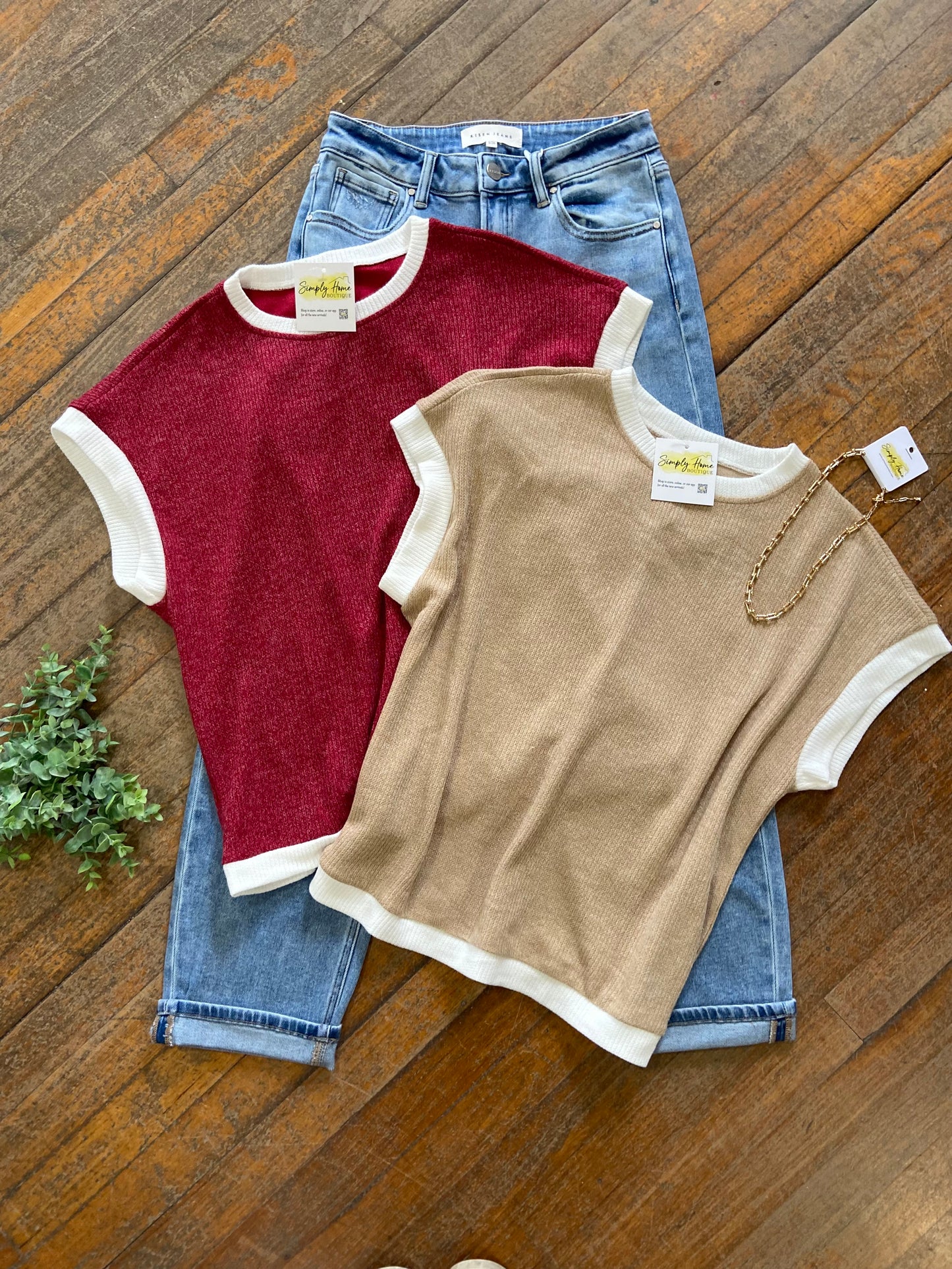 Colorblock Short Sleeve Knit Top