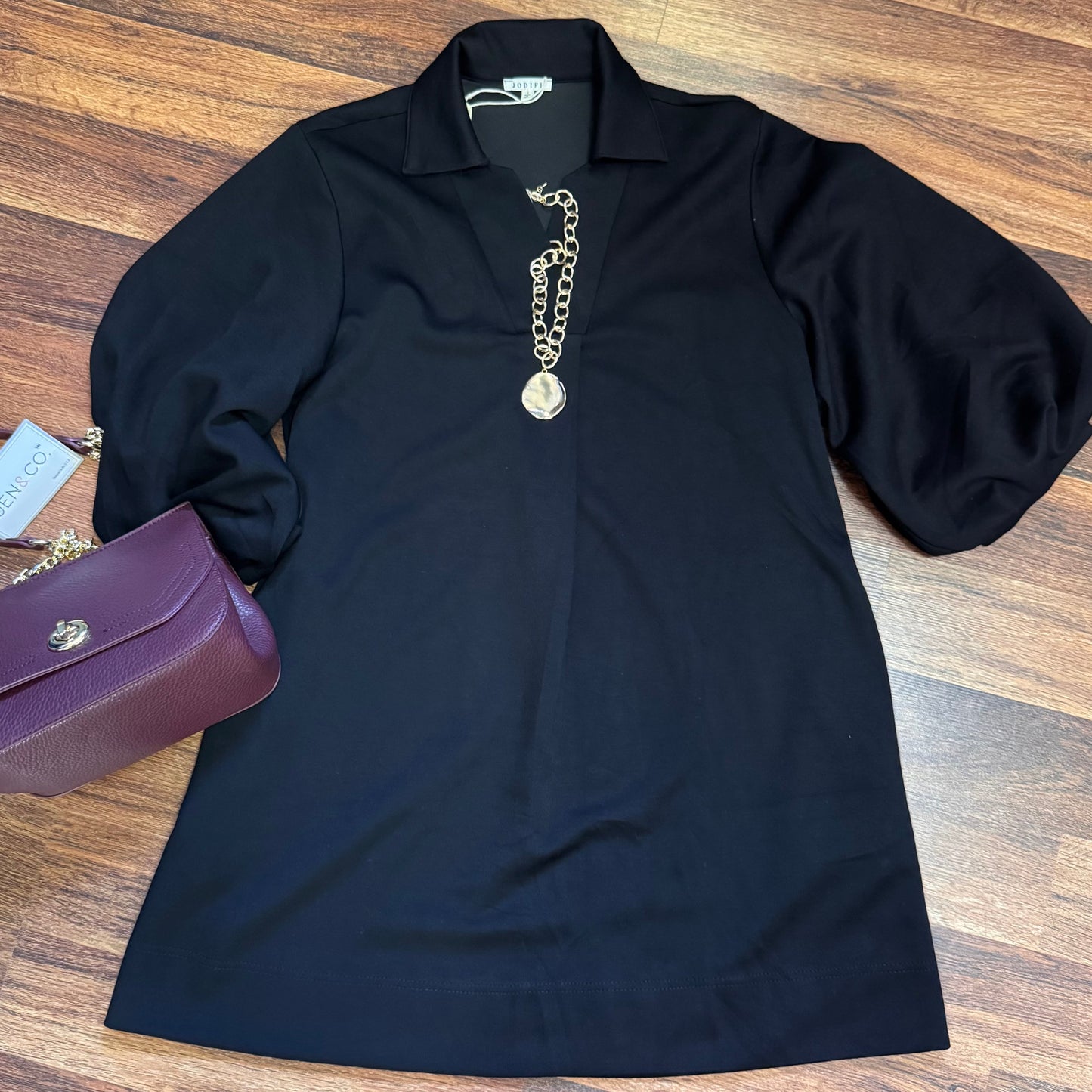 V Neck Dress Front Pleat