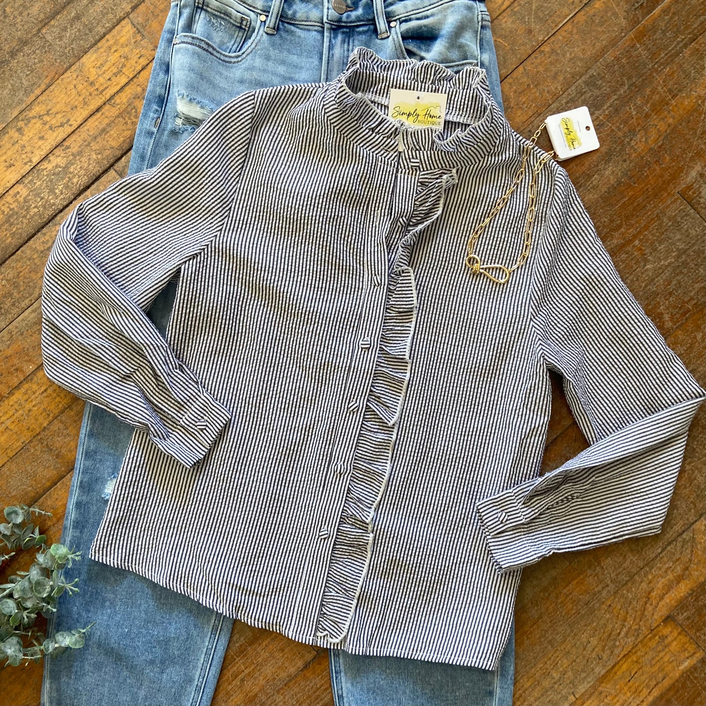 Ruffle Trim Button Shirt