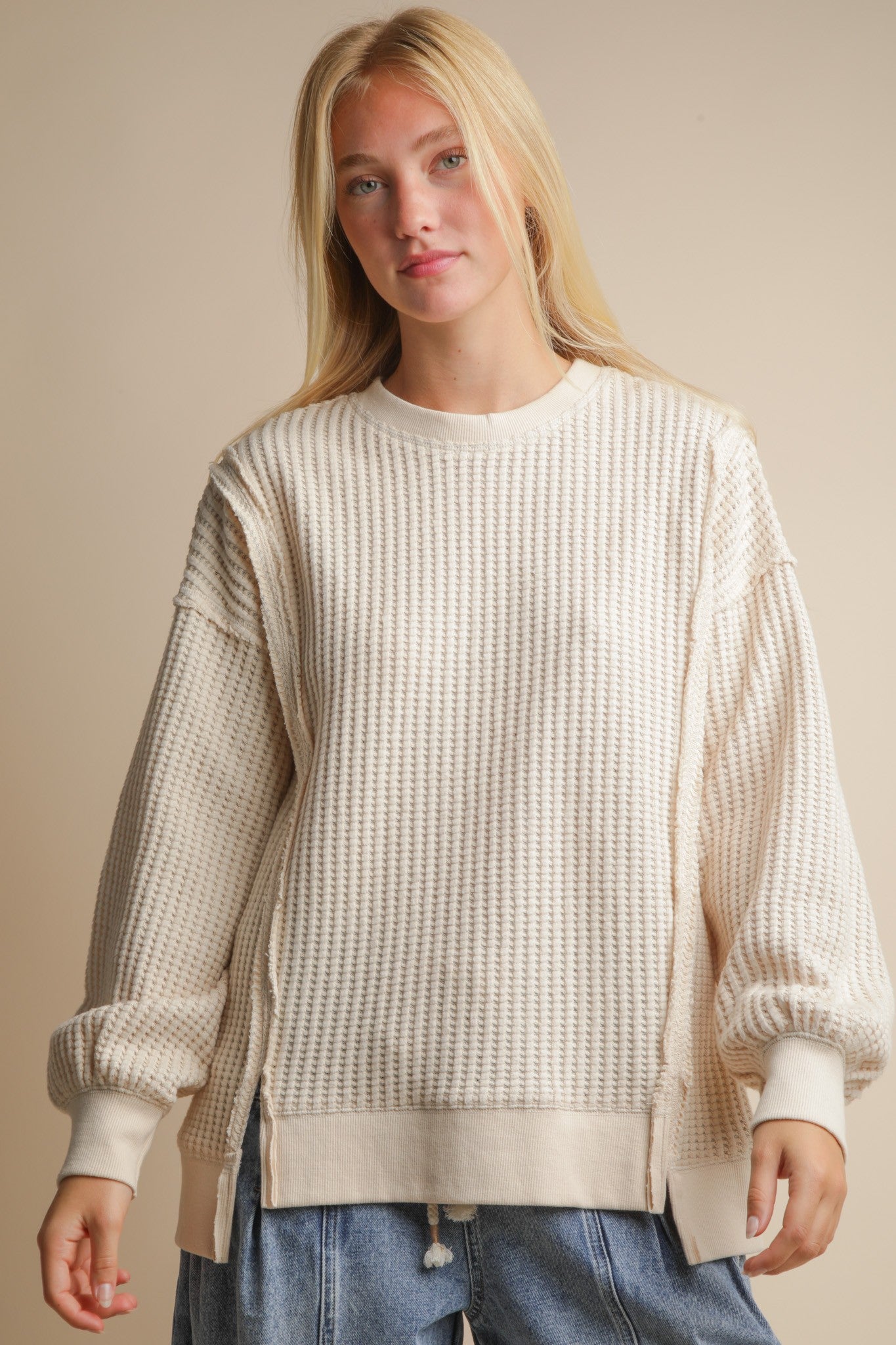 Waffle Knit Pullover