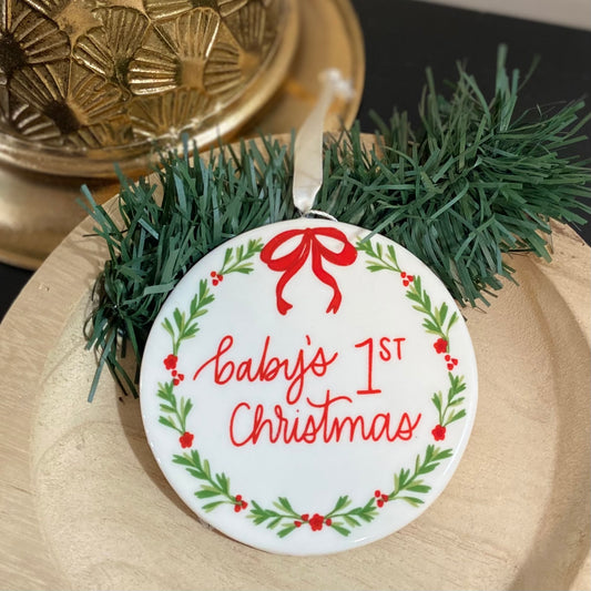 Baby's First Christmas Ornament- Red
