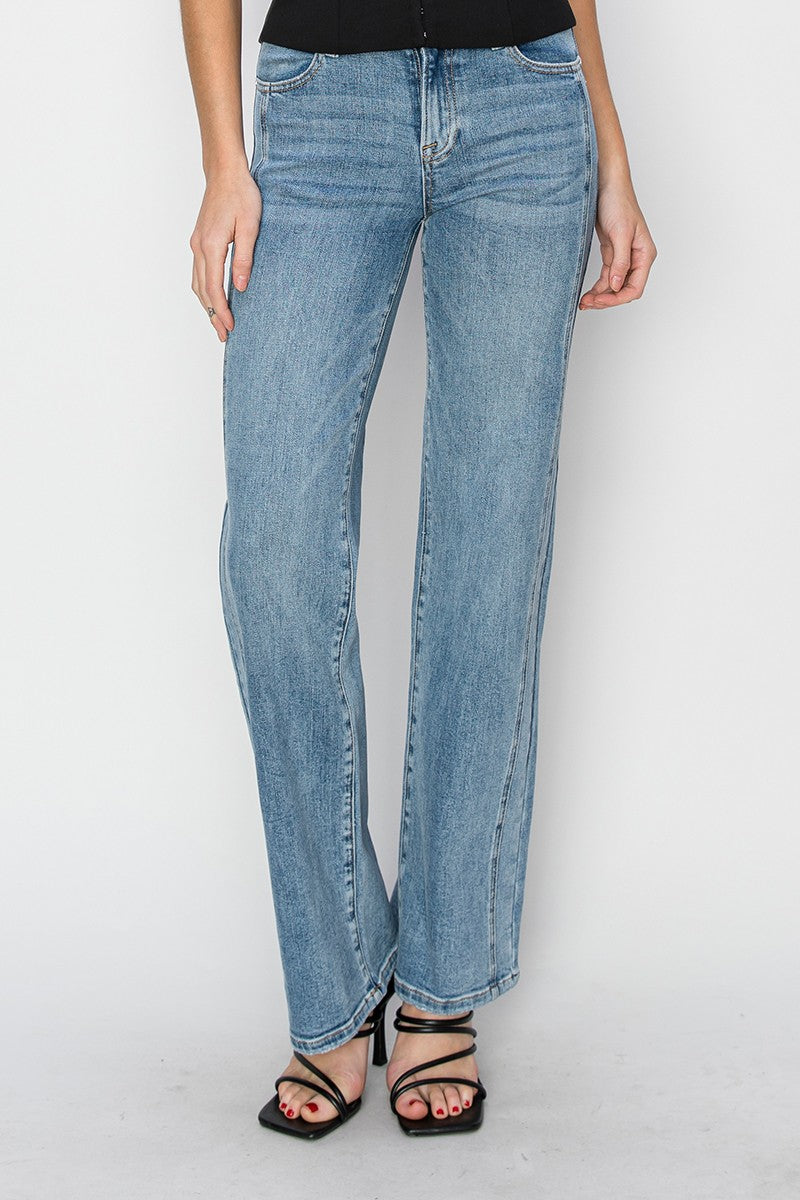 Risen Mid Rise Straight Denim