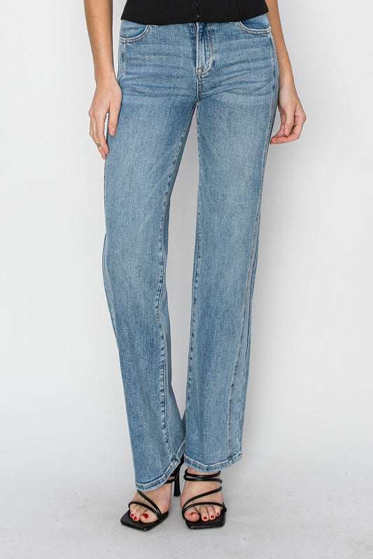Risen Mid Rise Straight Denim
