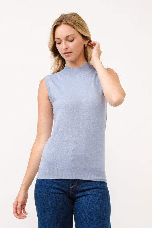 Mock Neck Sleeveless Sweater