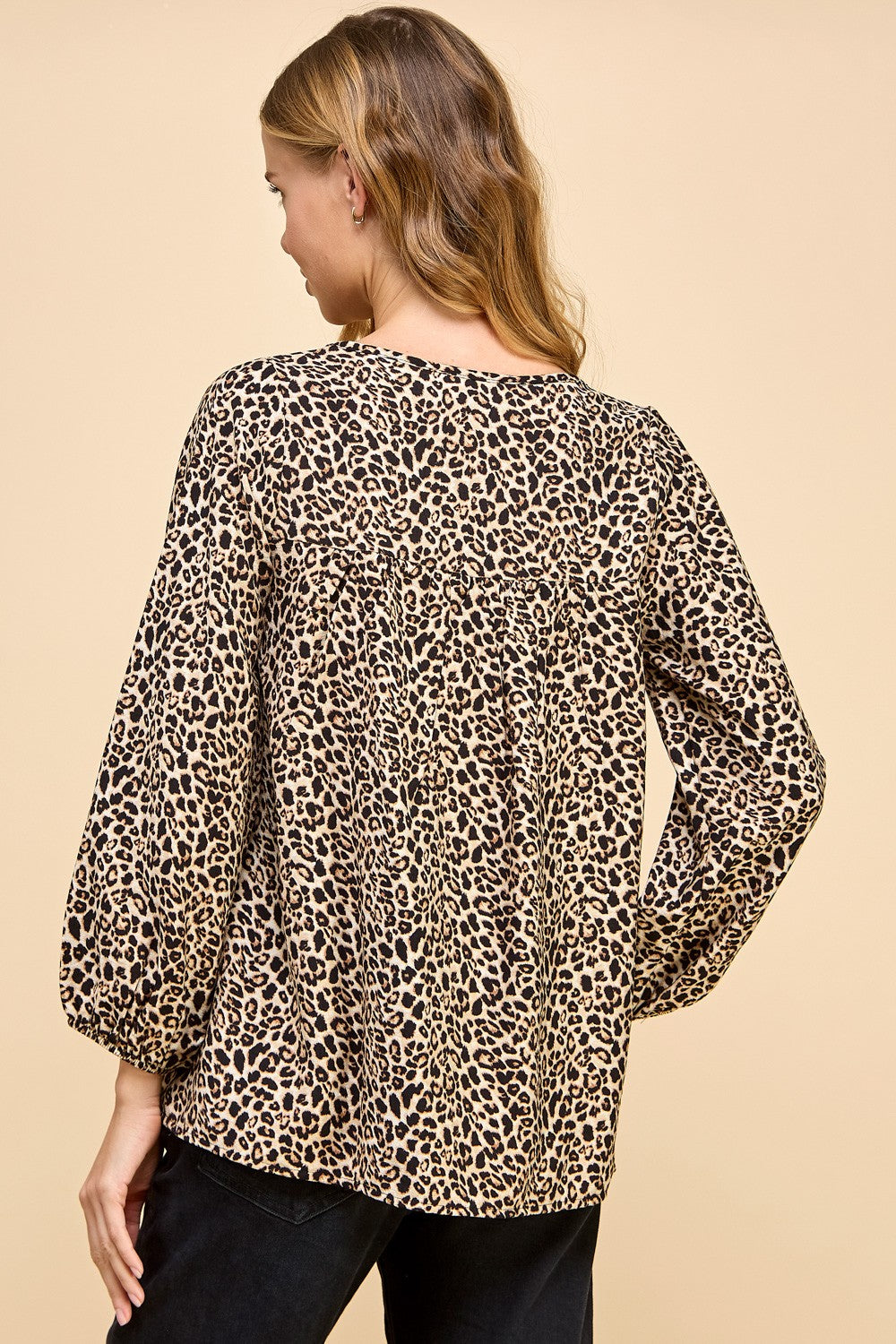 Long Sleeve Animal Print Blouse