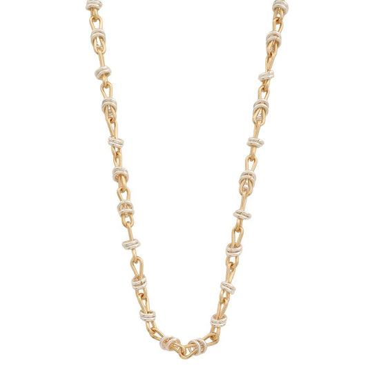 Two Tone Metal Knot Necklace