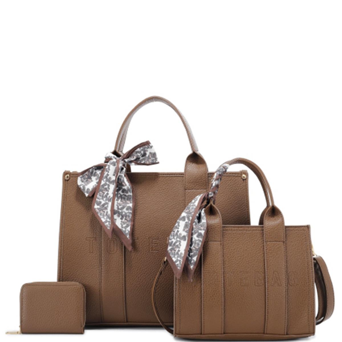 3-in-1 Textured Tote, Mini Bag & Wallet Set