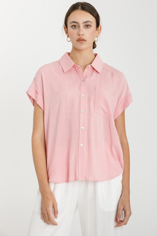 Blush Collared Button Shirt