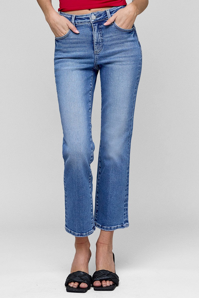 High Rise Crop Straight Jeans