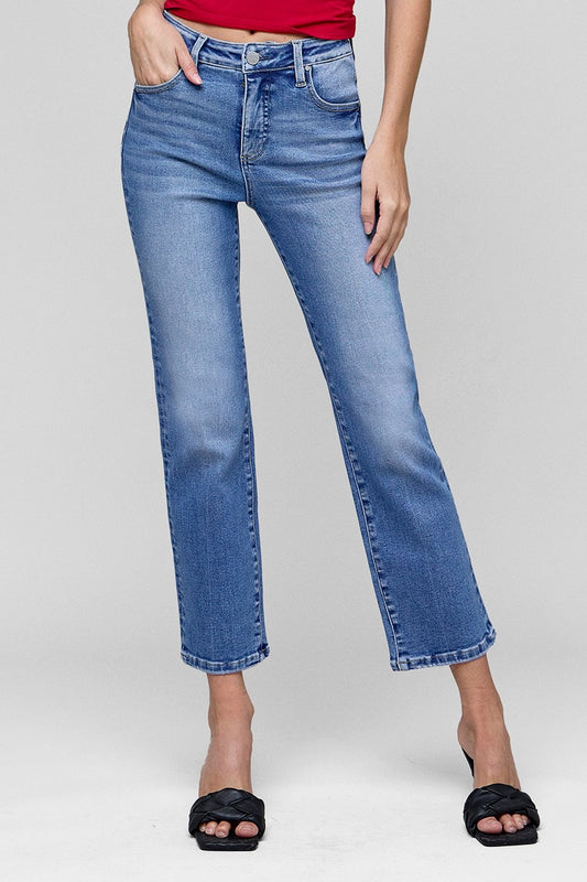 High Rise Crop Straight Jeans