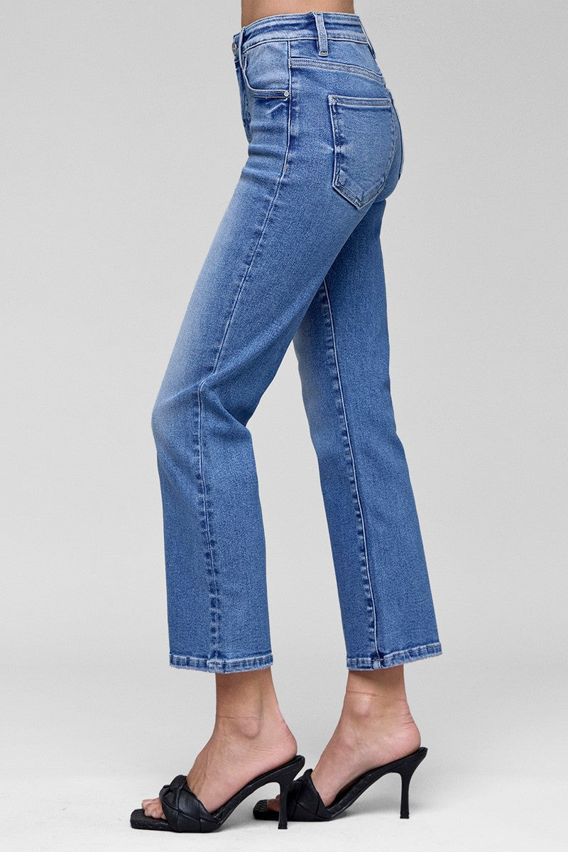 High Rise Crop Straight Jeans
