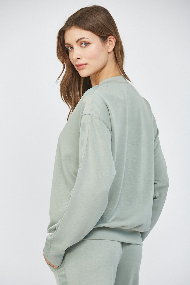 Satin Trim Sweatshirt