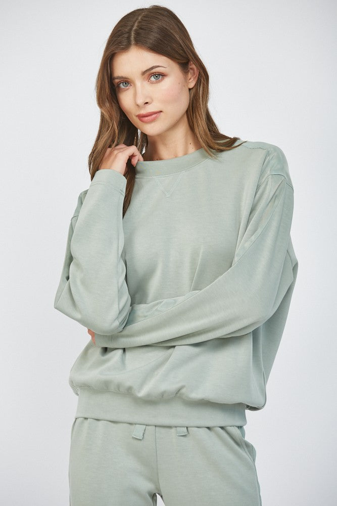 Satin Trim Sweatshirt