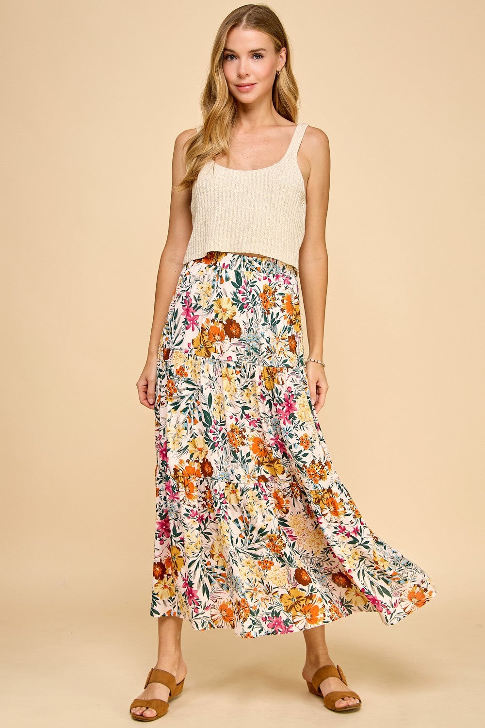 Floral Three Layered Skirt