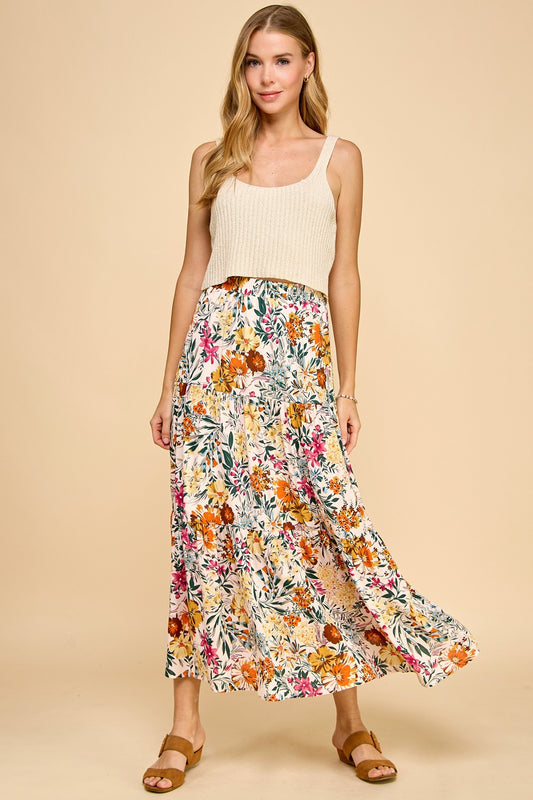 Floral Three Layered Skirt