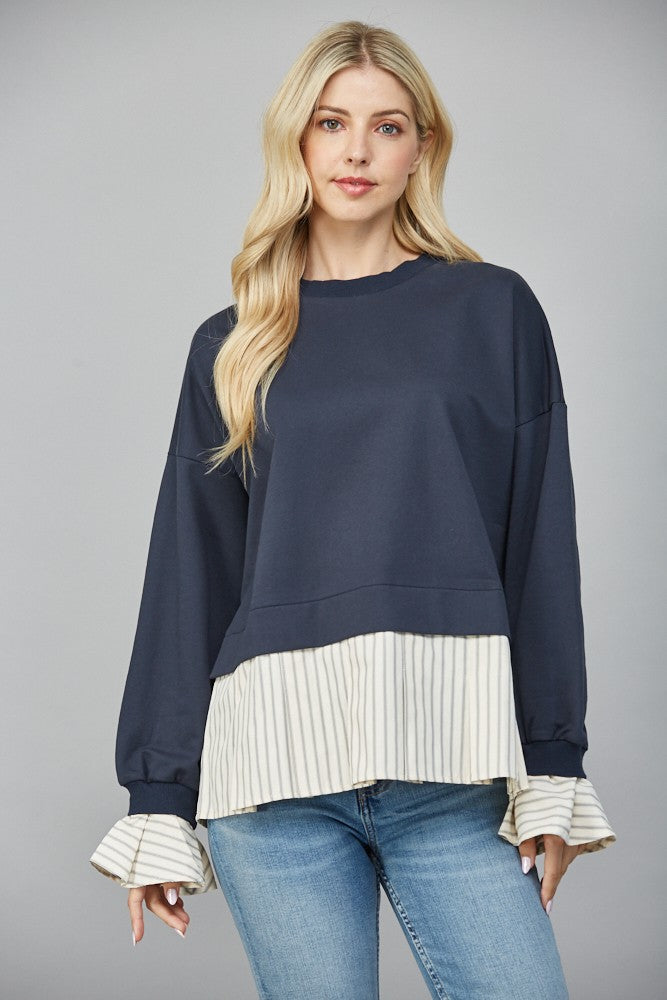 Stripe Twofer Sweatshirt