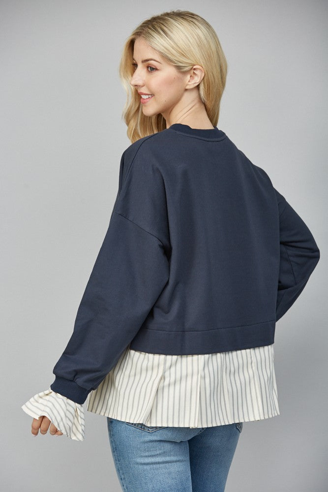 Stripe Twofer Sweatshirt