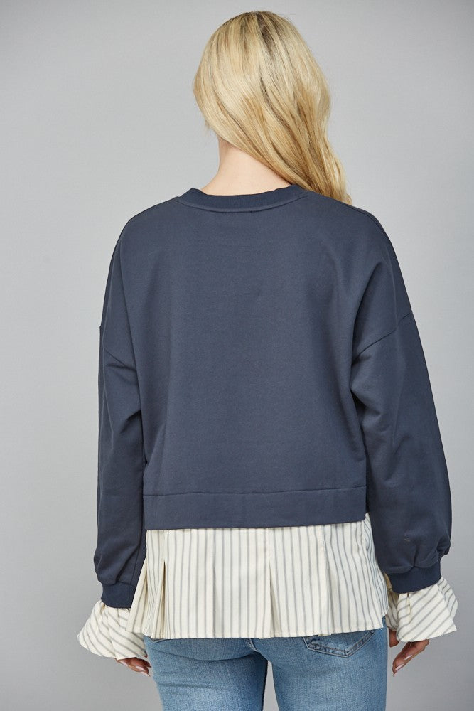 Stripe Twofer Sweatshirt