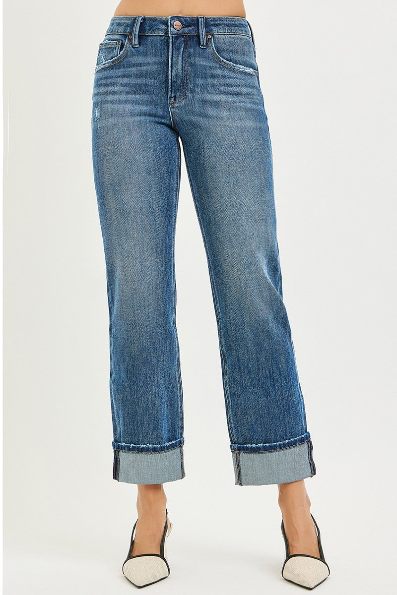 Risen Straight Cuff Jeans