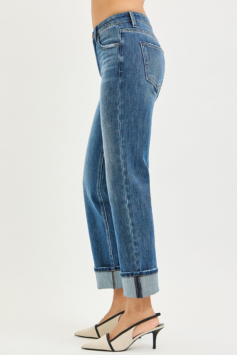 Risen Straight Cuff Jeans