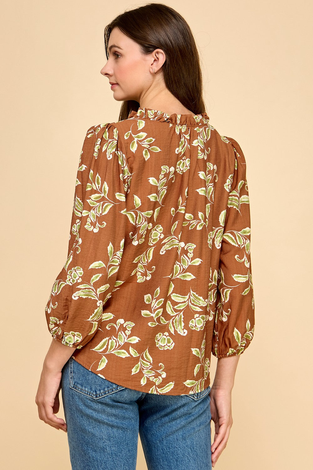 Floral Ruffle Collar Top