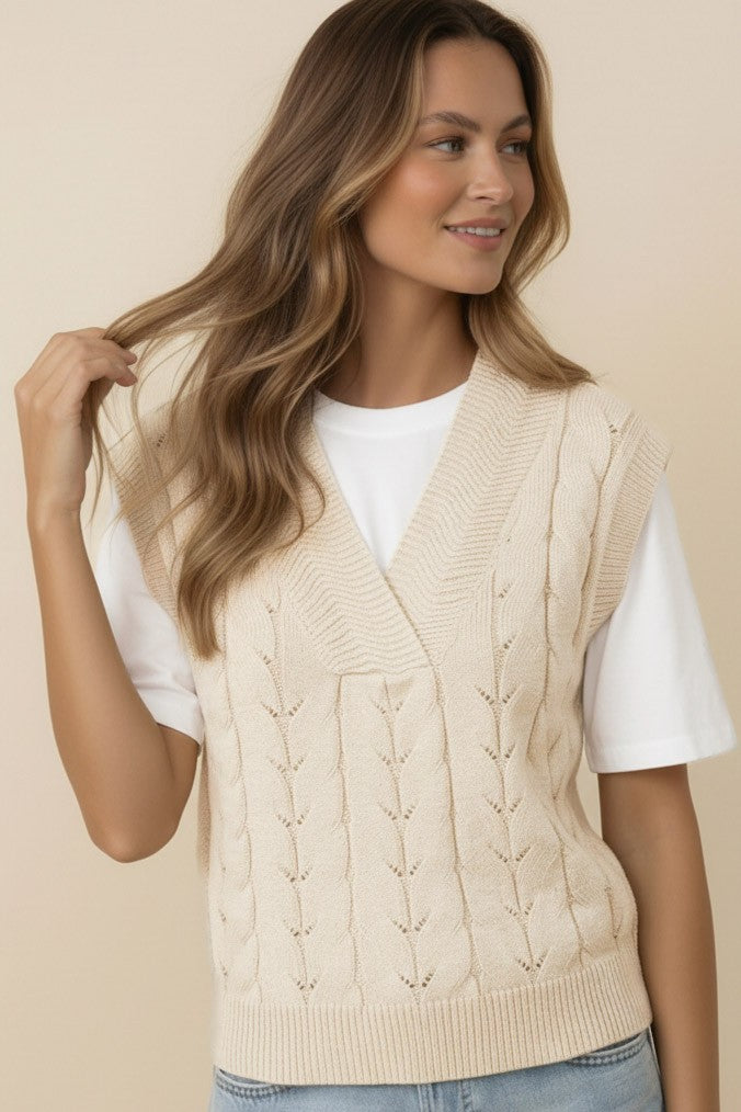 Cream Cable Knit Dolman Sweater Top