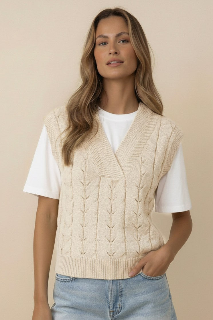 Cream Cable Knit Dolman Sweater Top