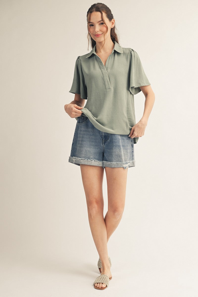 Embroidered Scallop Edge Top