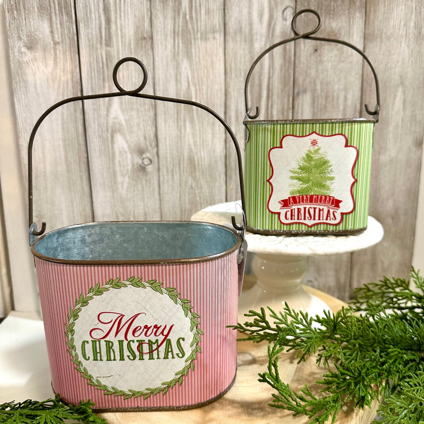 Metal Merry Christmas Container