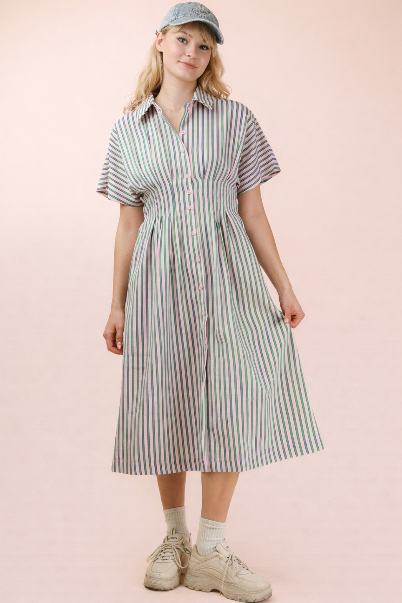 Pink and Green Stripe Dress