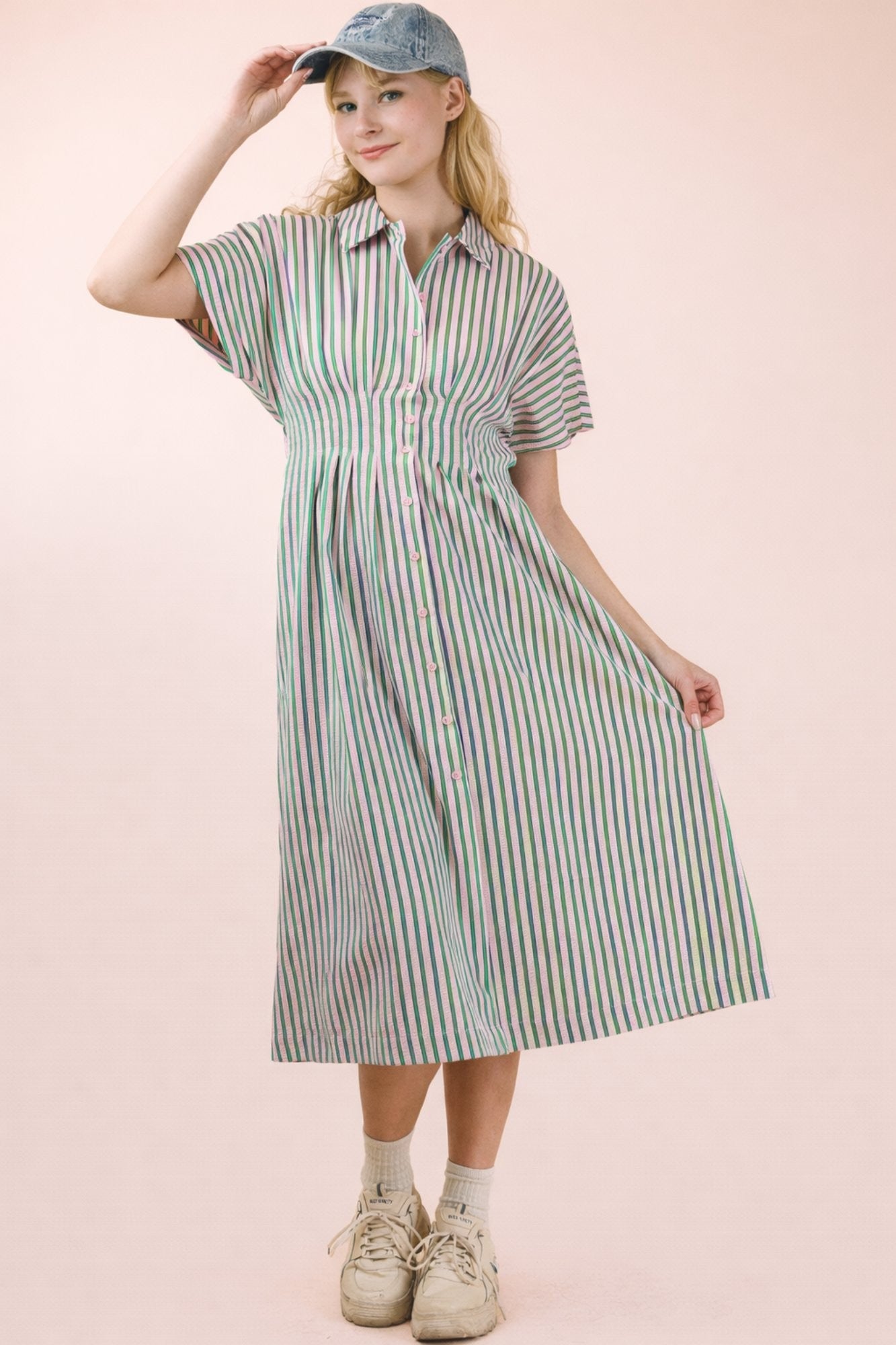 Pink and Green Stripe Dress