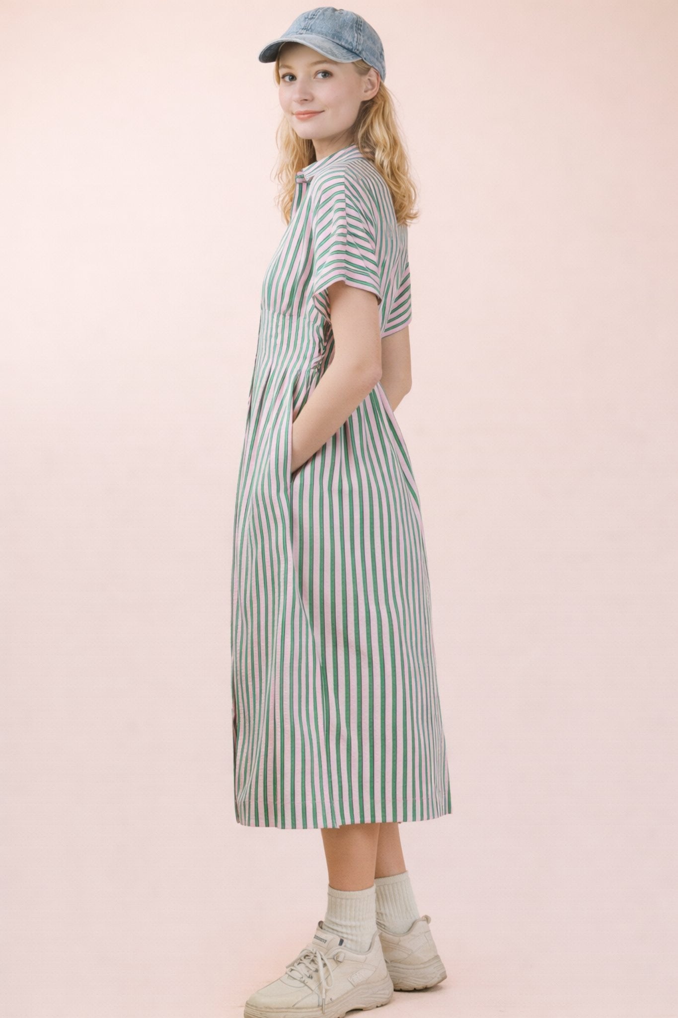 Pink and Green Stripe Dress