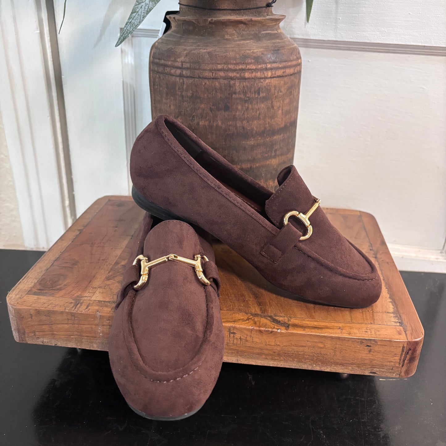 Suede Gold Trim Loafer