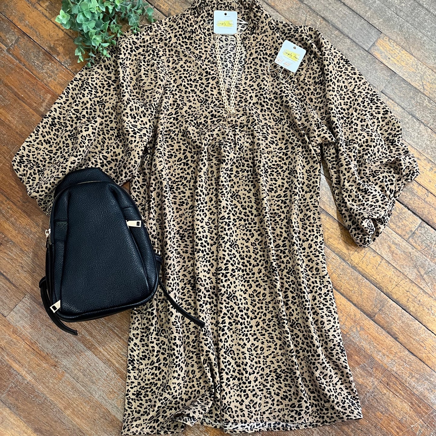 Leopard Ruffle Collar Dress