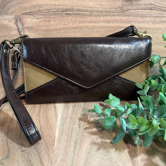 Suede Crossbody Wristlet