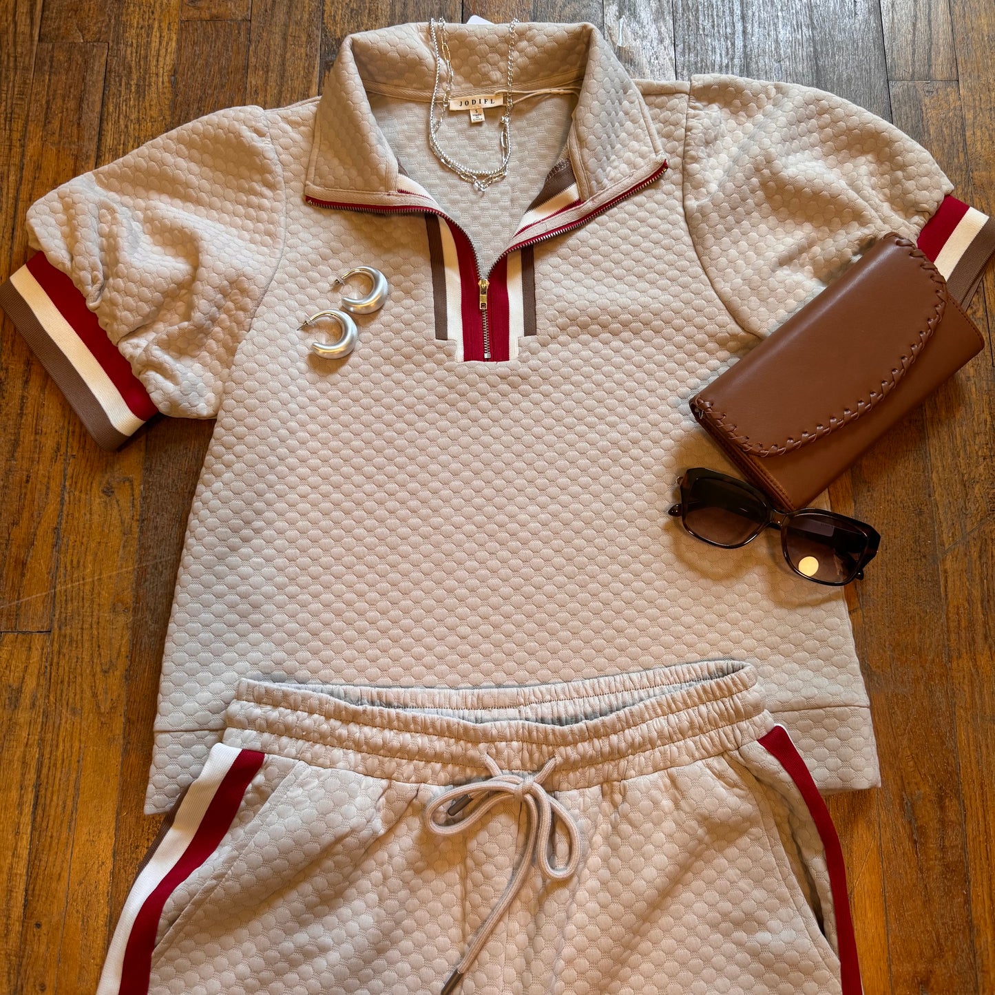 Stripe Contrast Beige Pants