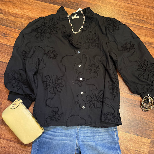 Floral Textured Button Down