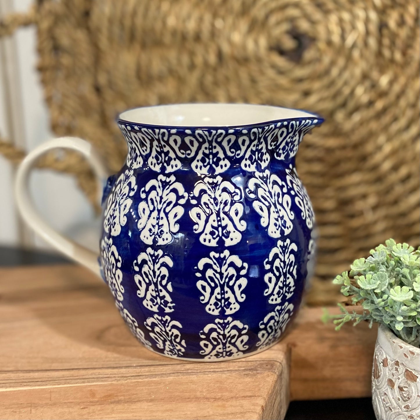 Blue Floral Pitcher