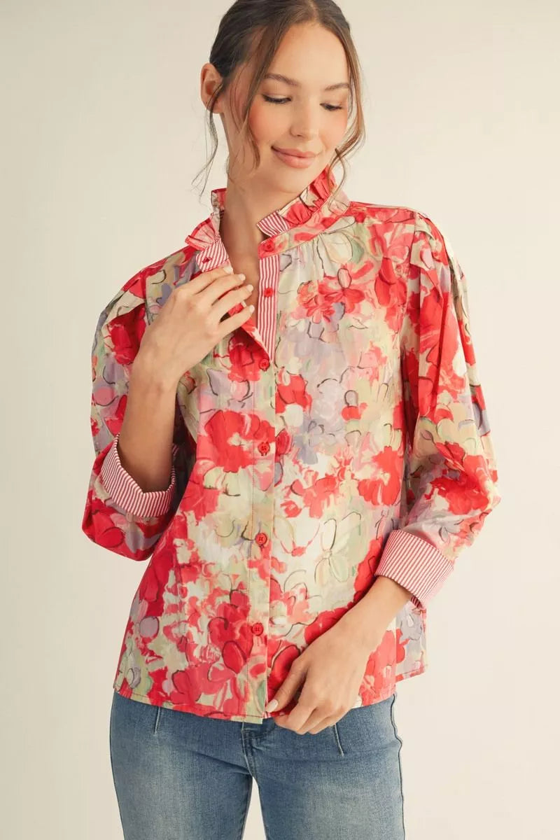 Floral Quarter Sleeve Top