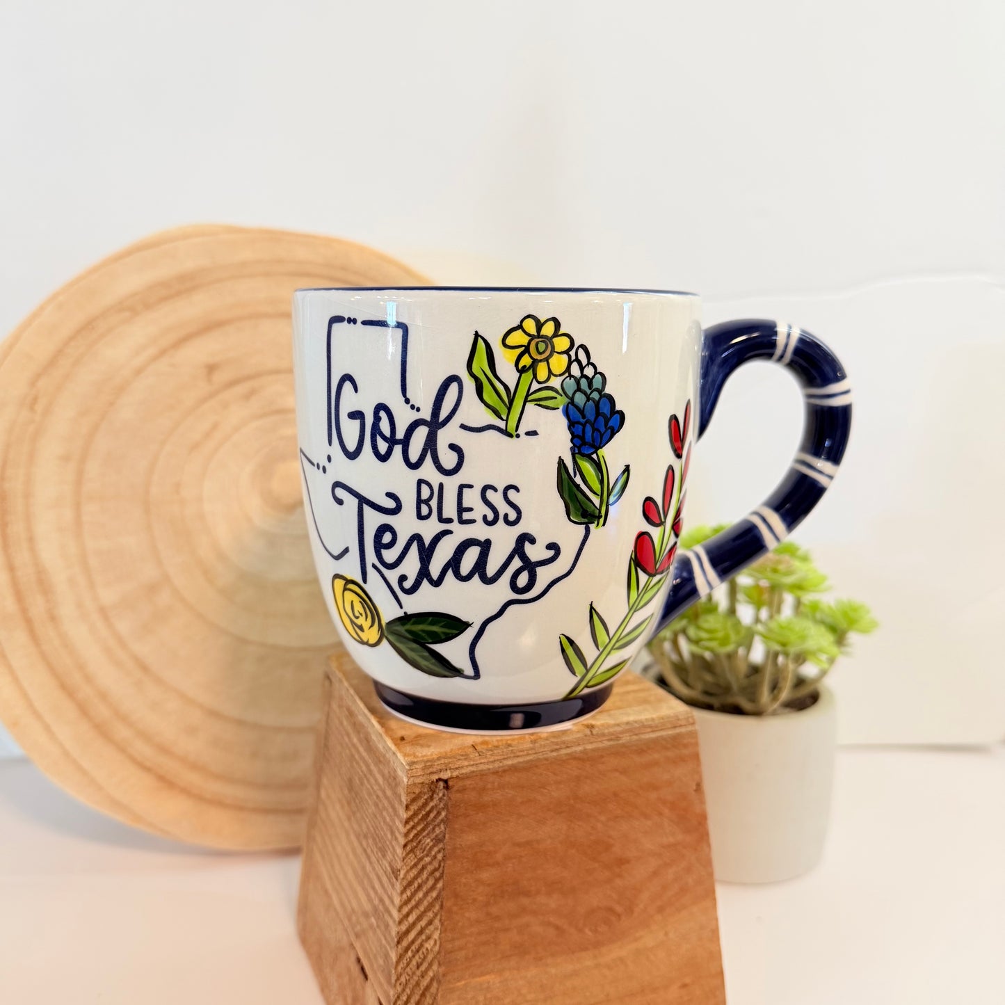 God Bless Texas Flower Mug