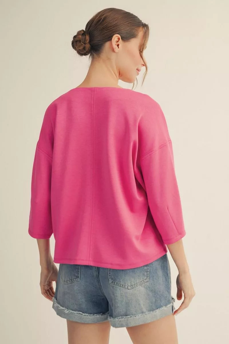 Solid Drop Shoulder Top