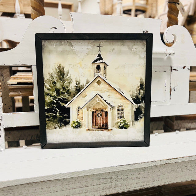 Country Church at Christmas Frame