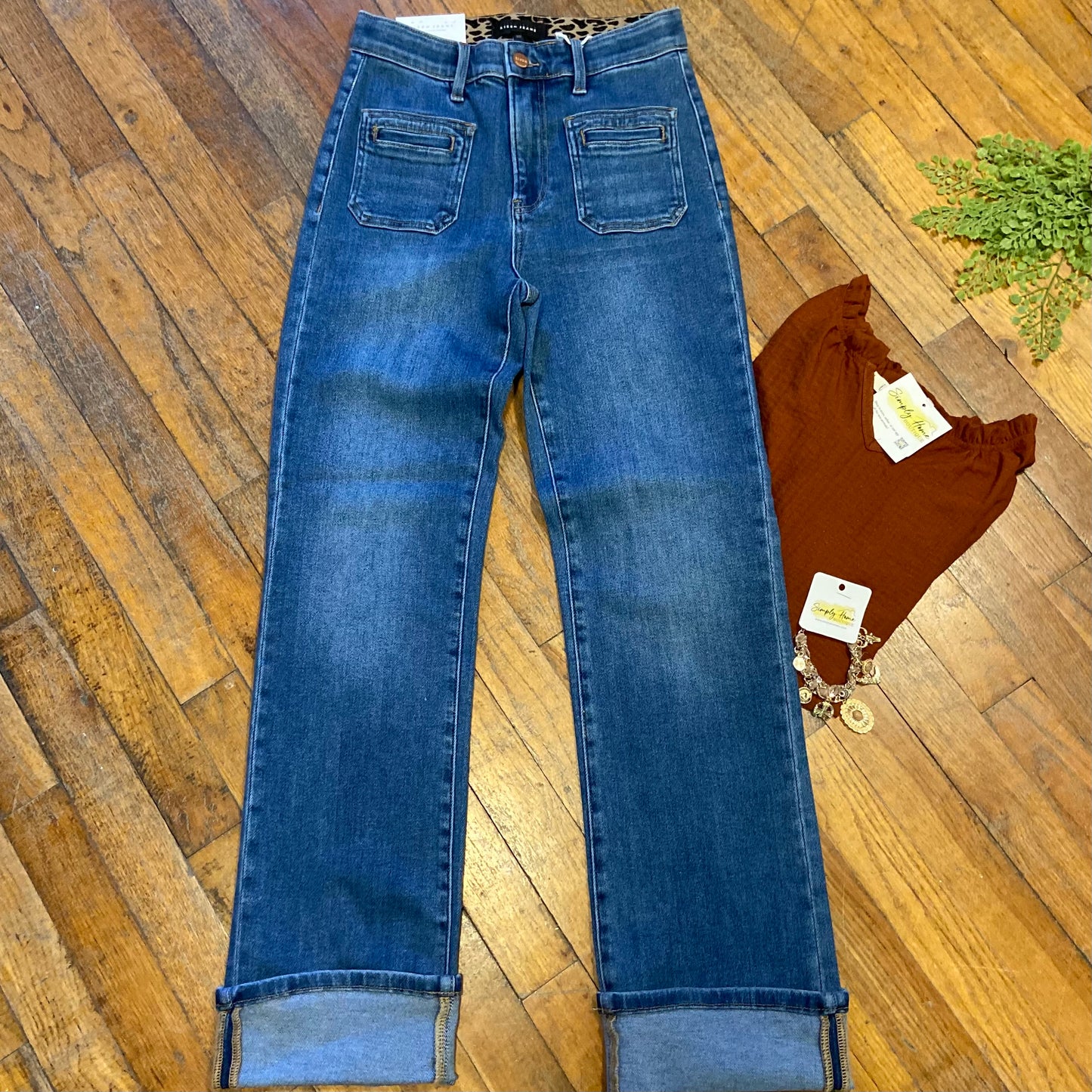 Risen High Rise Front Pocket Denim