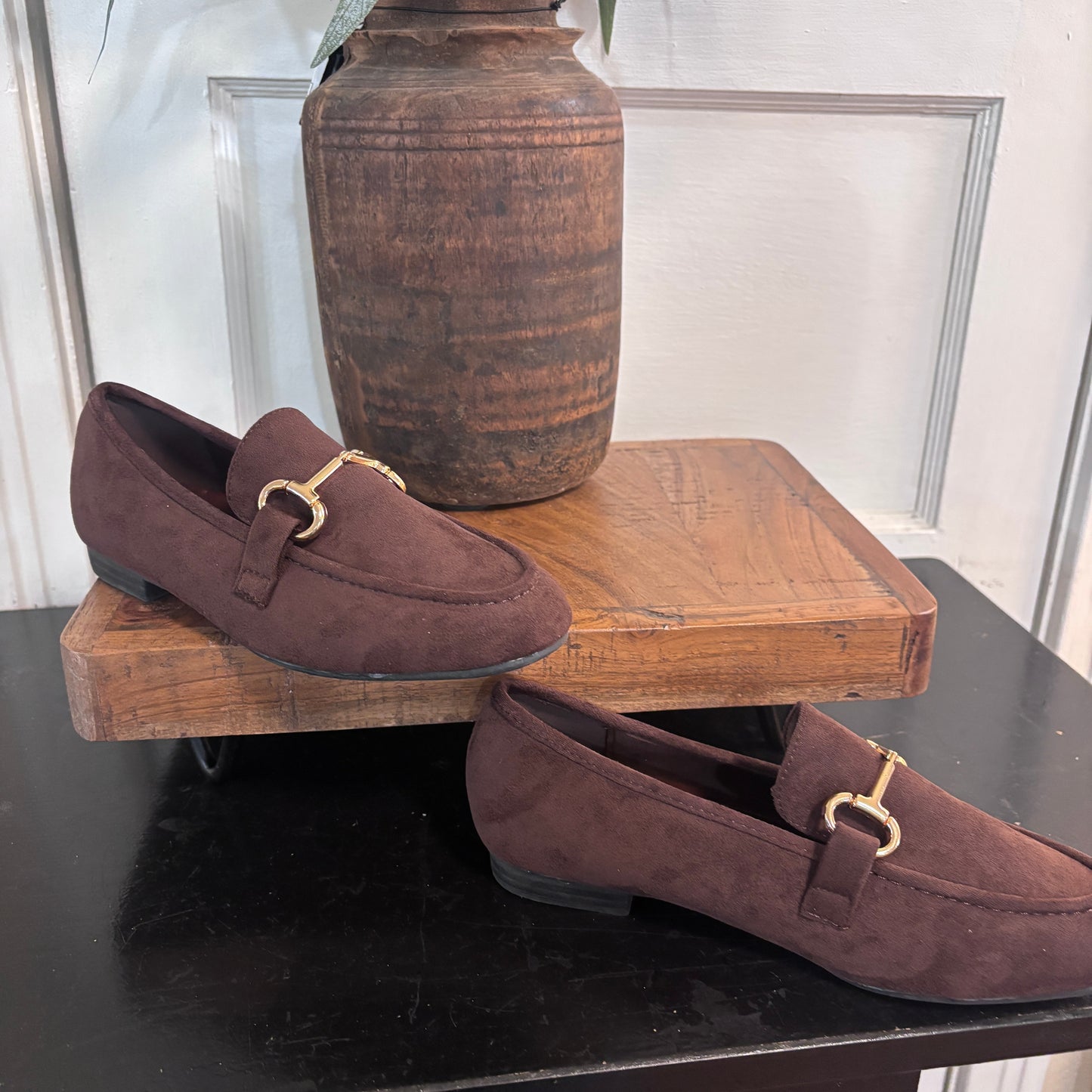 Suede Gold Trim Loafer
