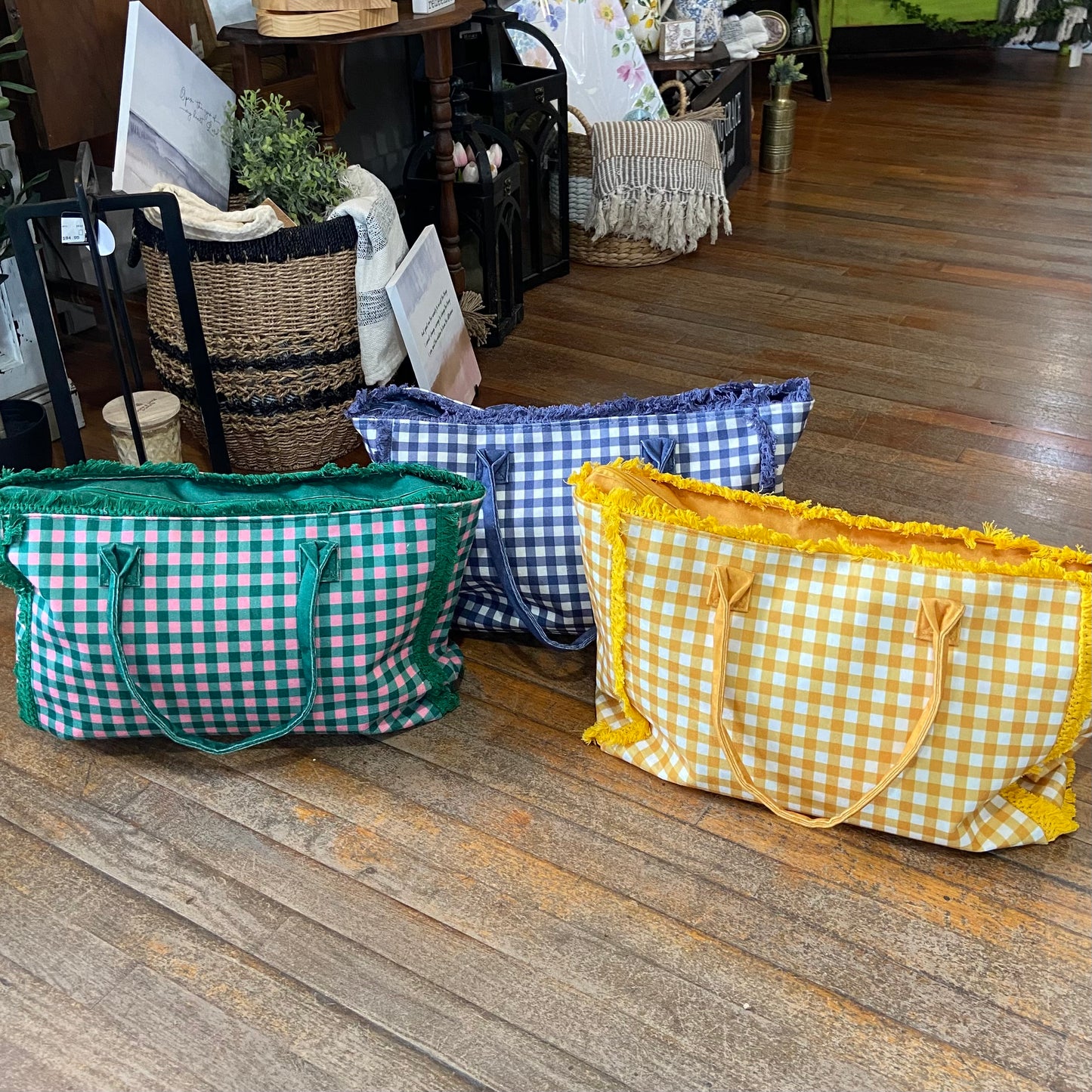 Gingham Fray Tote