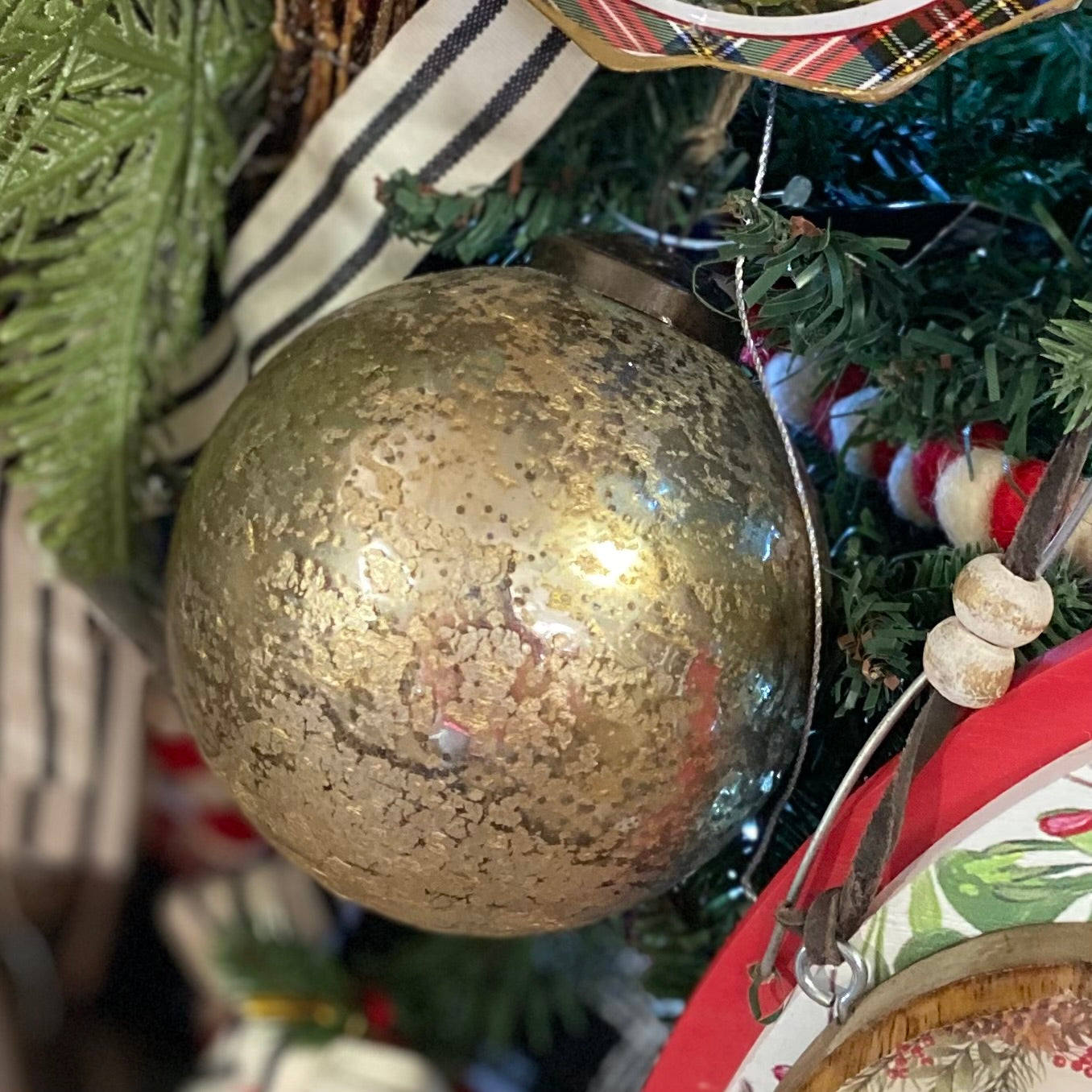 Gold Foil Glass Ball Ornament